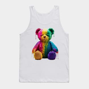 Colour Dripping Teddy Bear Tank Top